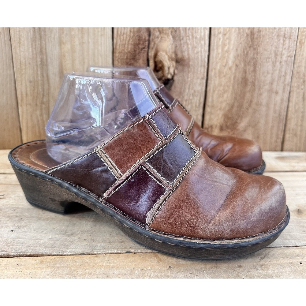 Josef Seibel Leather Clogs Mules Brown Color Block Size EU 40 US 9.5
